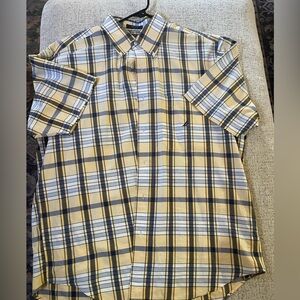 Nautica Blue and Yellow Casual Button Down Shirt